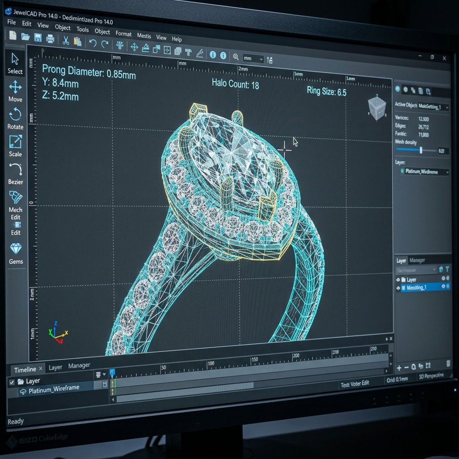 3D CAD wireframe model of a ring